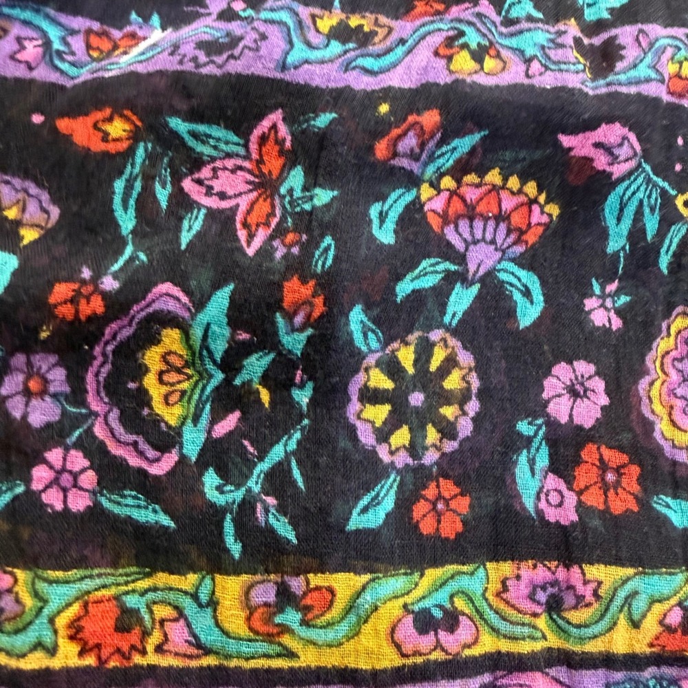 Vintage India Cotton Semi Sheer Gauze Floral Elephant Maxi Skirt Boho Elephants - Picture 12 of 16